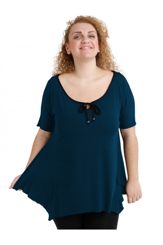 A20-256 Μπλούζα άλφα raglan με δέσιμο στο στήθος - Πετρόλ