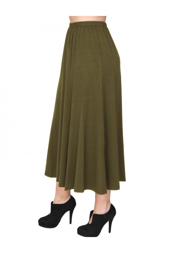 A20-260 Φούστα κλος με λάστιχο - Χακί Σκούρο