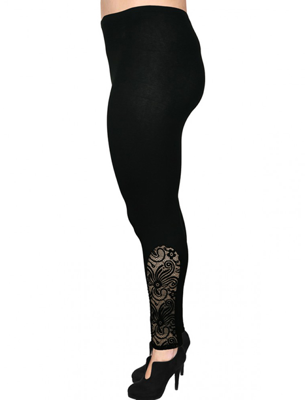 A20-263DK Leggings with lace - Black A20-263DK Leggings with lace - Black