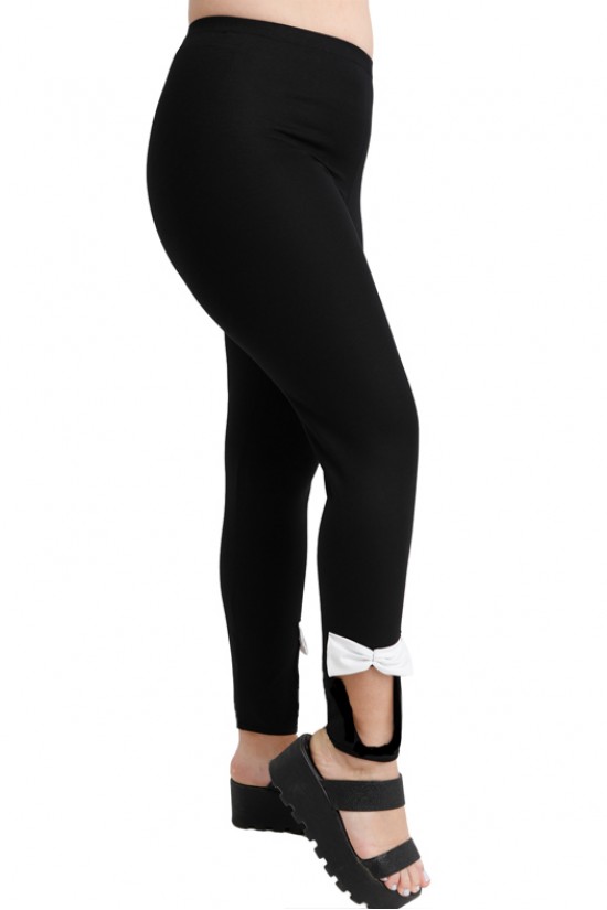 A20-263KF Παντελόνι κολάν με φιόγκους - Μαύρο