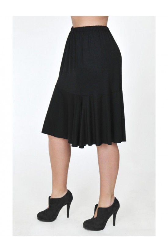 A20-268 Φούστα λοξή με λάστιχο & βολάν - Μαύρο A20-268 Φούστα λοξή με λάστιχο & βολάν - Μαύρο