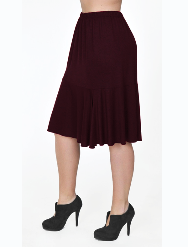 A20-268 Evaze fitted skirt with ruffles - Bordeaux A20-268 Evaze fitted skirt with ruffles - Bordeaux