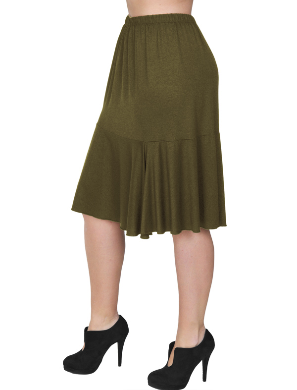 A20-268 Evaze fitted skirt with ruffles - Khaki Dark A20-268 Evaze fitted skirt with ruffles - Khaki Dark