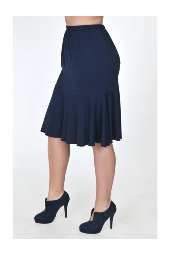 A20-268 Φούστα λοξή με λάστιχο & βολάν - Μπλε Μαρέν