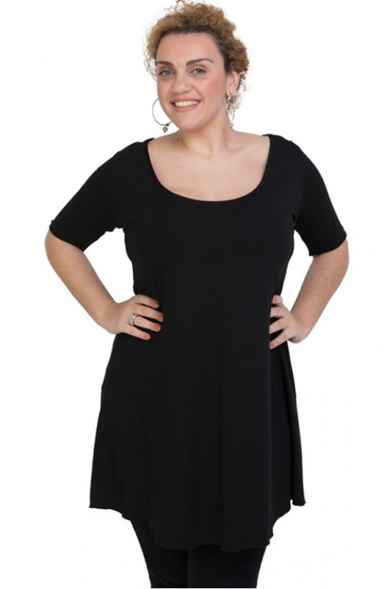 A20-276 Μπλουζοφόρεμα εβαζέ - Μαύρο