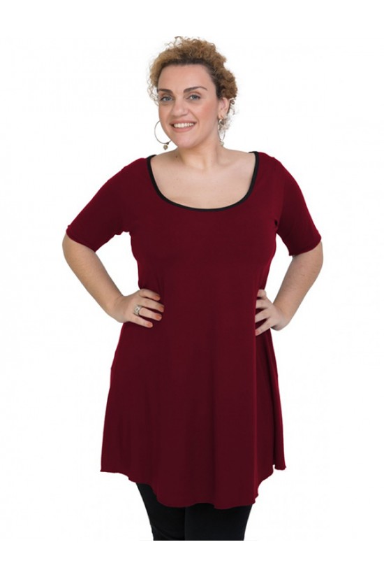 A20-276 Μπλουζοφόρεμα εβαζέ - Μπορντώ