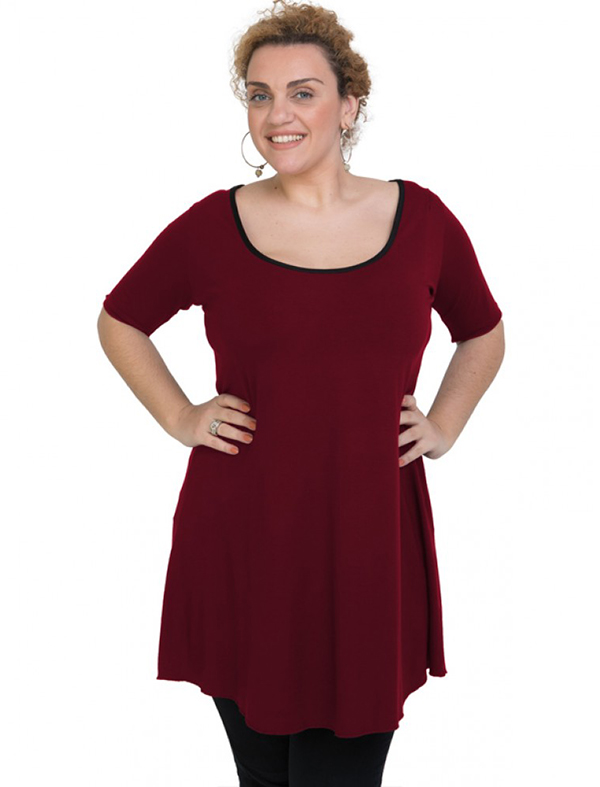 A20-276 Evaze blousedress - Bordeaux A20-276 Evaze blousedress - Bordeaux