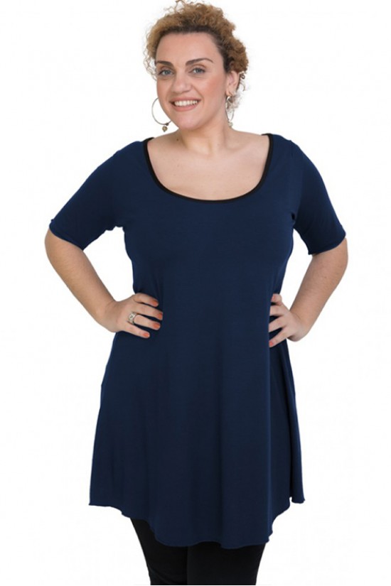 A20-276 Μπλουζοφόρεμα εβαζέ - Μπλε Μαρέν