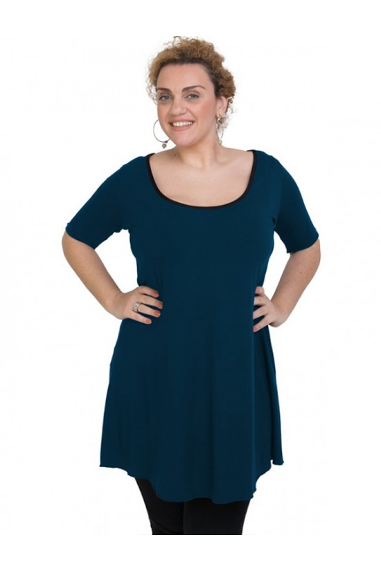 A20-276 Μπλουζοφόρεμα εβαζέ - Πετρόλ