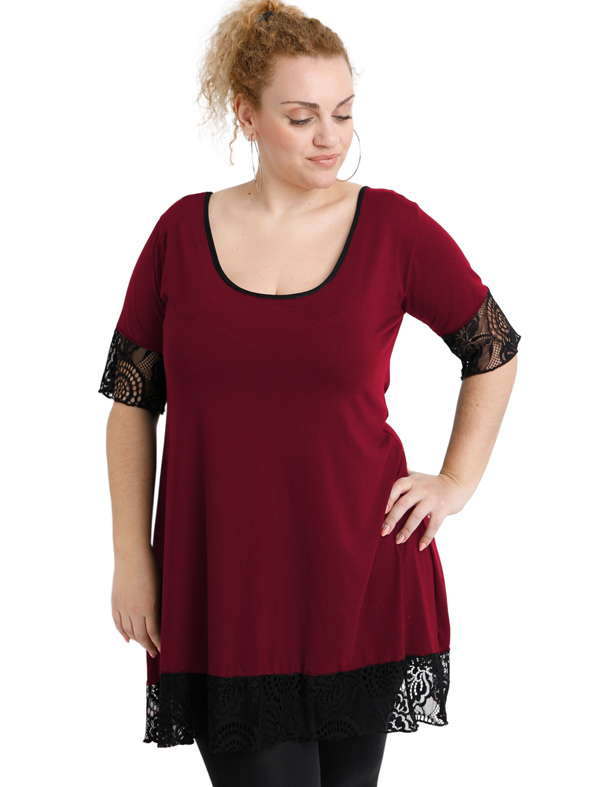 A20-276D Evaze blousedress with lace - Bordeaux A20-276D Evaze blousedress with lace - Bordeaux