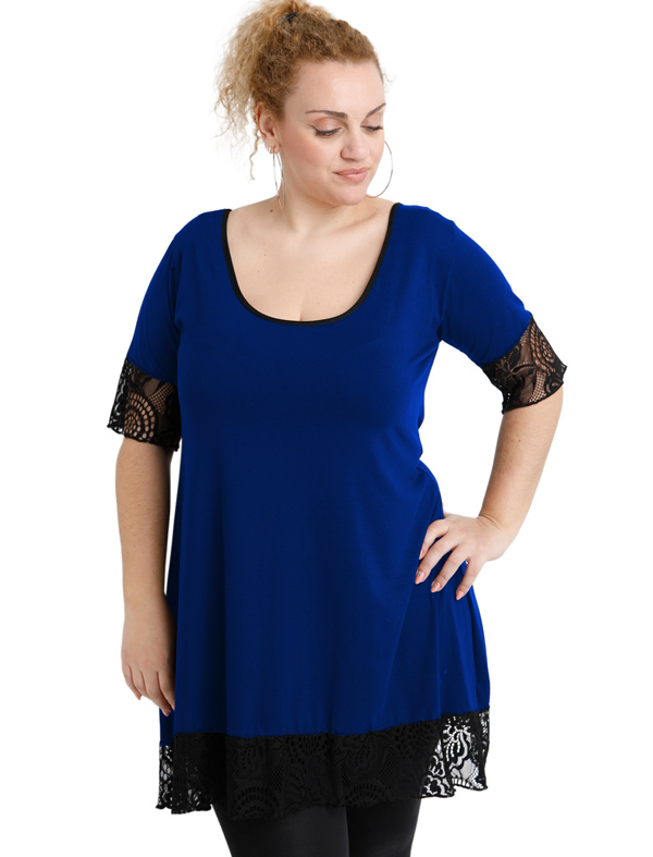 A20-276D Evaze blousedress with lace - Royal Blue A20-276D Evaze blousedress with lace - Royal Blue
