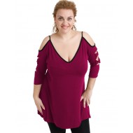 A20-281 Μπλούζα εβαζέ με laser μανίκια - Φούξια