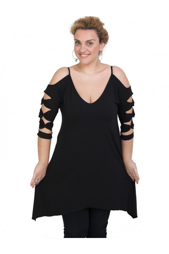 A20-282 Μπλουζοφόρεμα εβαζέ - Μαύρο A20-282 Μπλουζοφόρεμα εβαζέ - Μαύρο