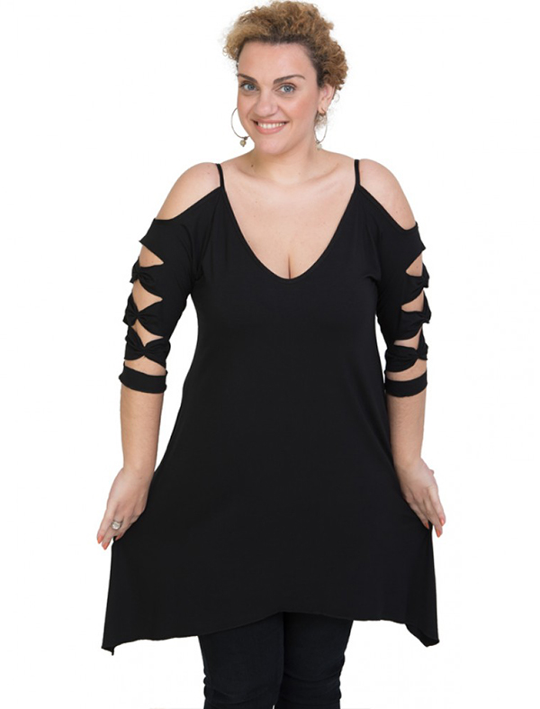 A20-282 Evaze blousedress - Black A20-282 Evaze blousedress - Black