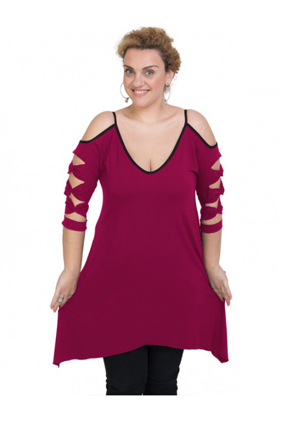 A20-282 Μπλουζοφόρεμα εβαζέ - Φούξια