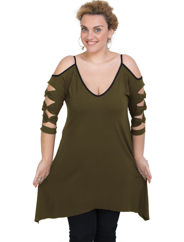 A20-282 Evaze blousedress - Khaki Dark A20-282 Evaze blousedress - Khaki Dark
