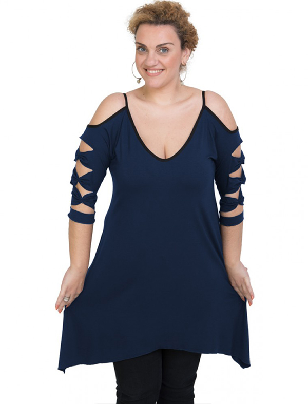 A20-282 Evaze blousedress - Navy Blue A20-282 Evaze blousedress - Navy Blue
