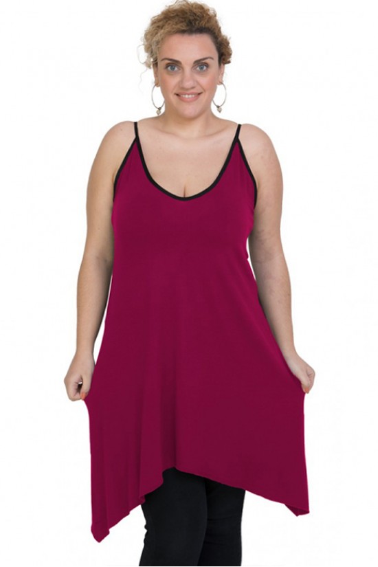 A20-282B Μπλουζοφόρεμα εβαζέ τοπ - Φούξια