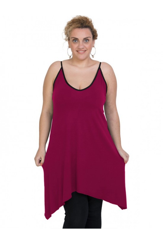 A20-282B Μπλουζοφόρεμα εβαζέ τοπ - Φούξια