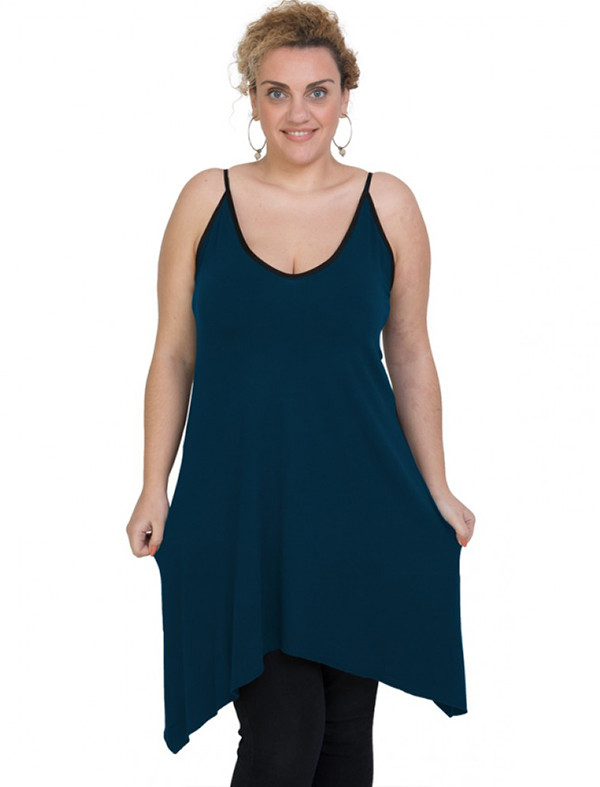 A20-282B Evaze blousedress - Petrol A20-282B Evaze blousedress - Petrol