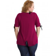 A20-287 Μπλούζα ίσια με σκίσιμο πίσω - Φούξια