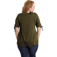 A20-287 Μπλούζα ίσια με σκίσιμο πίσω - Χακί