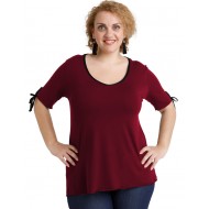 A20-287 Μπλούζα ίσια με σκίσιμο πίσω - Μπορντώ