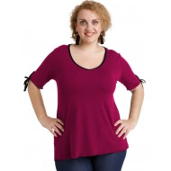 A20-287 Μπλούζα ίσια με σκίσιμο πίσω - Φούξια