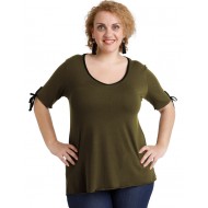 A20-287 Μπλούζα ίσια με σκίσιμο πίσω - Χακί