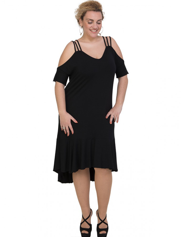 A20-293F Long dress - Black A20-293F Long dress - Black
