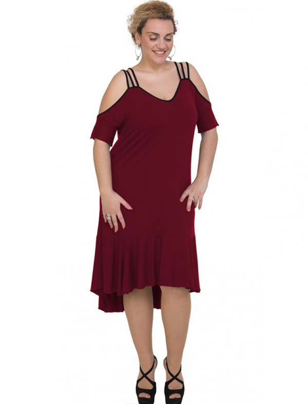 A20-293F Long dress - Bordeaux A20-293F Long dress - Bordeaux