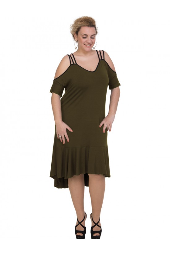 A20-293F Φόρεμα μακρύ - Χακί Σκούρο