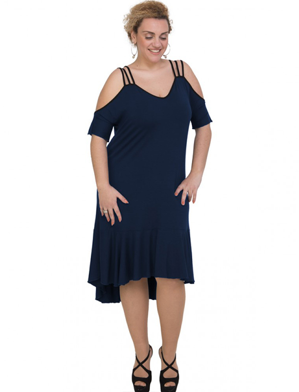 A20-293F Long dress - Navy Blue A20-293F Long dress - Navy Blue