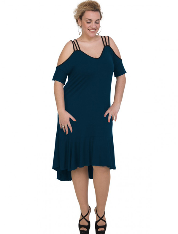 A20-293F Long dress - Petrol A20-293F Long dress - Petrol