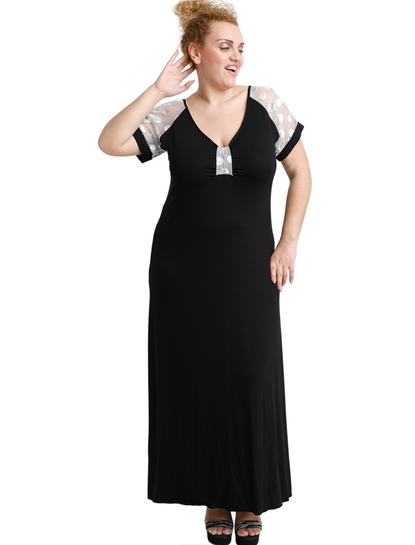 A20-4179F Long dress - Black A20-4179F Long dress - Black