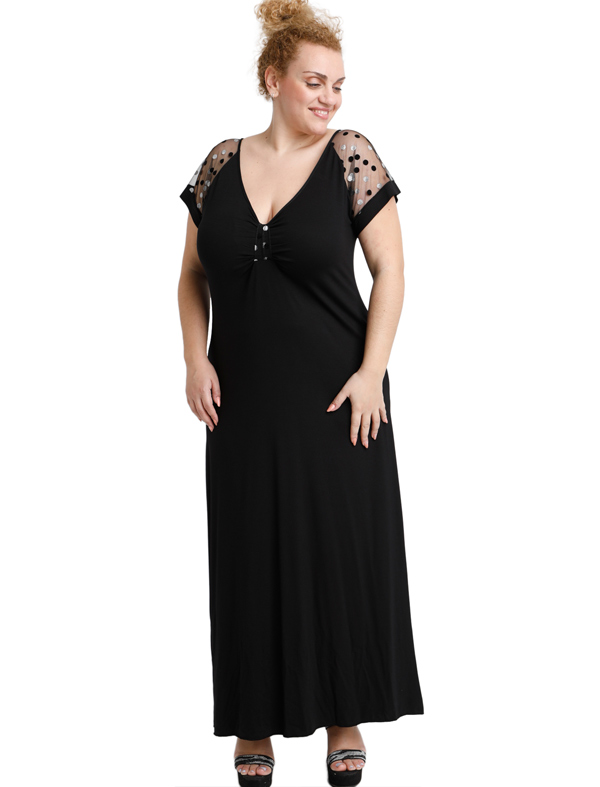 A20-4279F Long dress - Black A20-4279F Long dress - Black