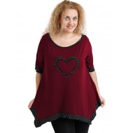 A20-459 Μπλούζα άλφα με καρδιά στο στήθος - Μπορντώ
