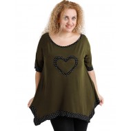 A20-459 Μπλούζα άλφα με καρδιά στο στήθος - Χακί