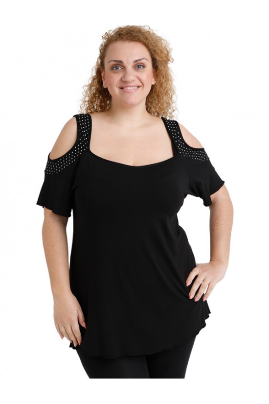 A20-480 Μπλούζα ίσια - Μαύρο A20-480 Μπλούζα ίσια - Μαύρο