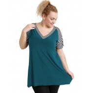 A20-549 Μπλούζα άλφα δίχρωμη - Πετρόλ