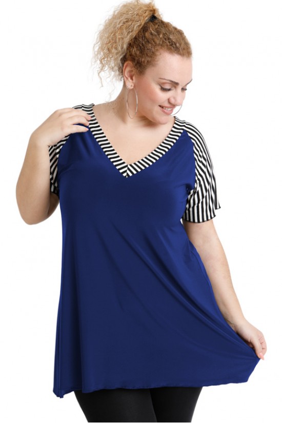 A20-549 Μπλούζα άλφα δίχρωμη - Μπλε Ρουά