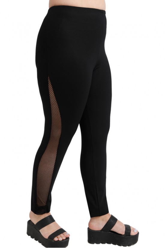 A20-5563 Παντελόνι κολάν με δίχτυ - Μαύρο