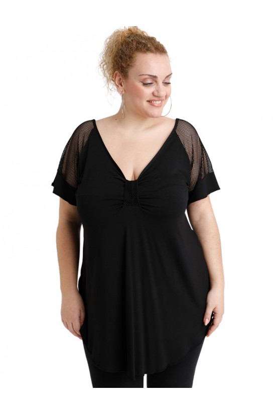 A20-5579 Μπλούζα ίσια - Μαύρο