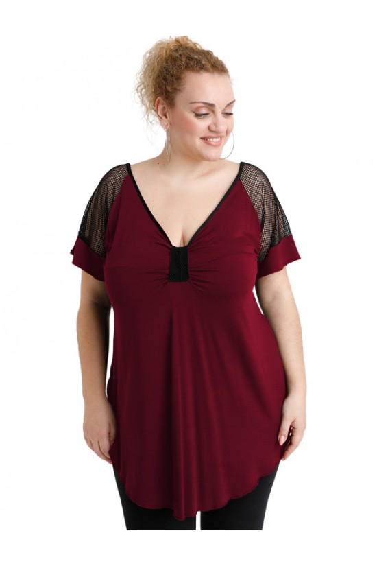 A20-5579 Μπλούζα ίσια - Μπορντώ
