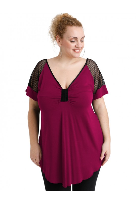 A20-5579 Μπλούζα ίσια - Φούξια