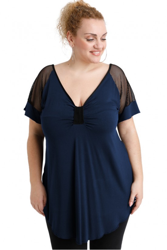 A20-5579 Μπλούζα ίσια - Μπλε Μαρέν A20-5579 Μπλούζα ίσια - Μπλε Μαρέν