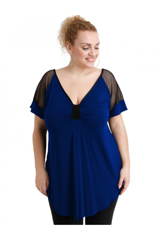 A20-5579 Μπλούζα ίσια - Μπλε Ρουά A20-5579 Μπλούζα ίσια - Μπλε Ρουά