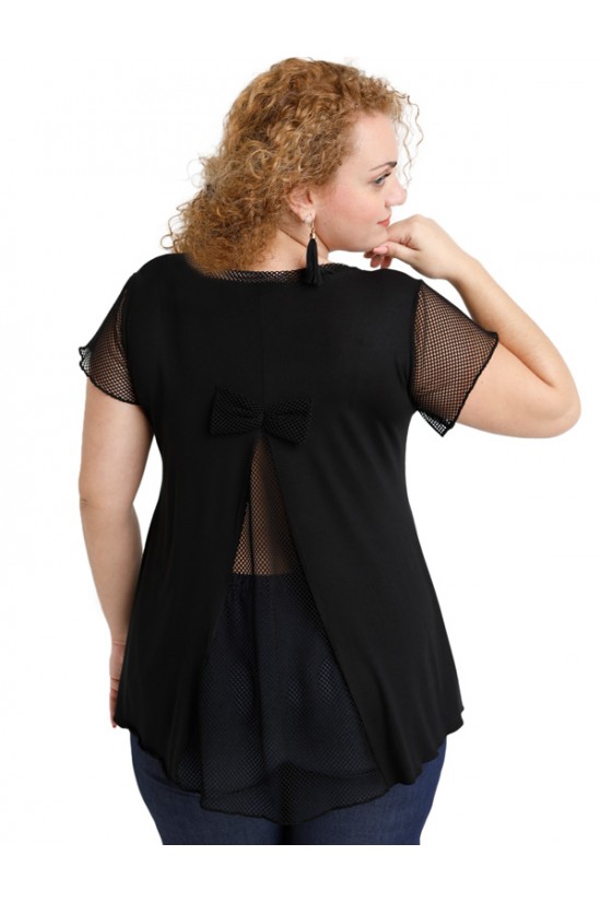 A20-5589 Μπλούζα εβαζέ με δίχτυ πίσω - Μαύρο A20-5589 Μπλούζα εβαζέ με δίχτυ πίσω - Μαύρο