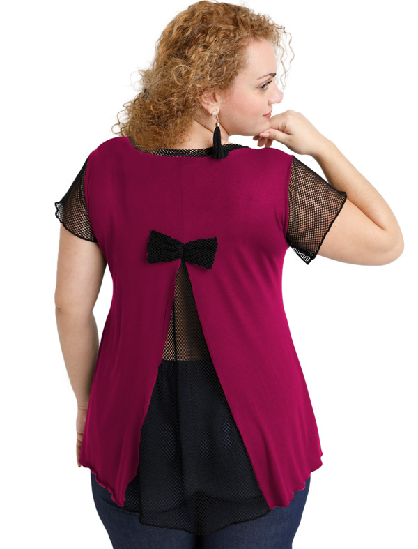 A20-5589 Evaze blouse with net on the back - Fuchsia A20-5589 Evaze blouse with net on the back - Fuchsia