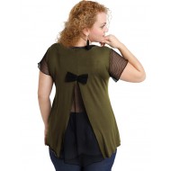 A20-5589 Μπλούζα εβαζέ με δίχτυ πίσω - Χακί